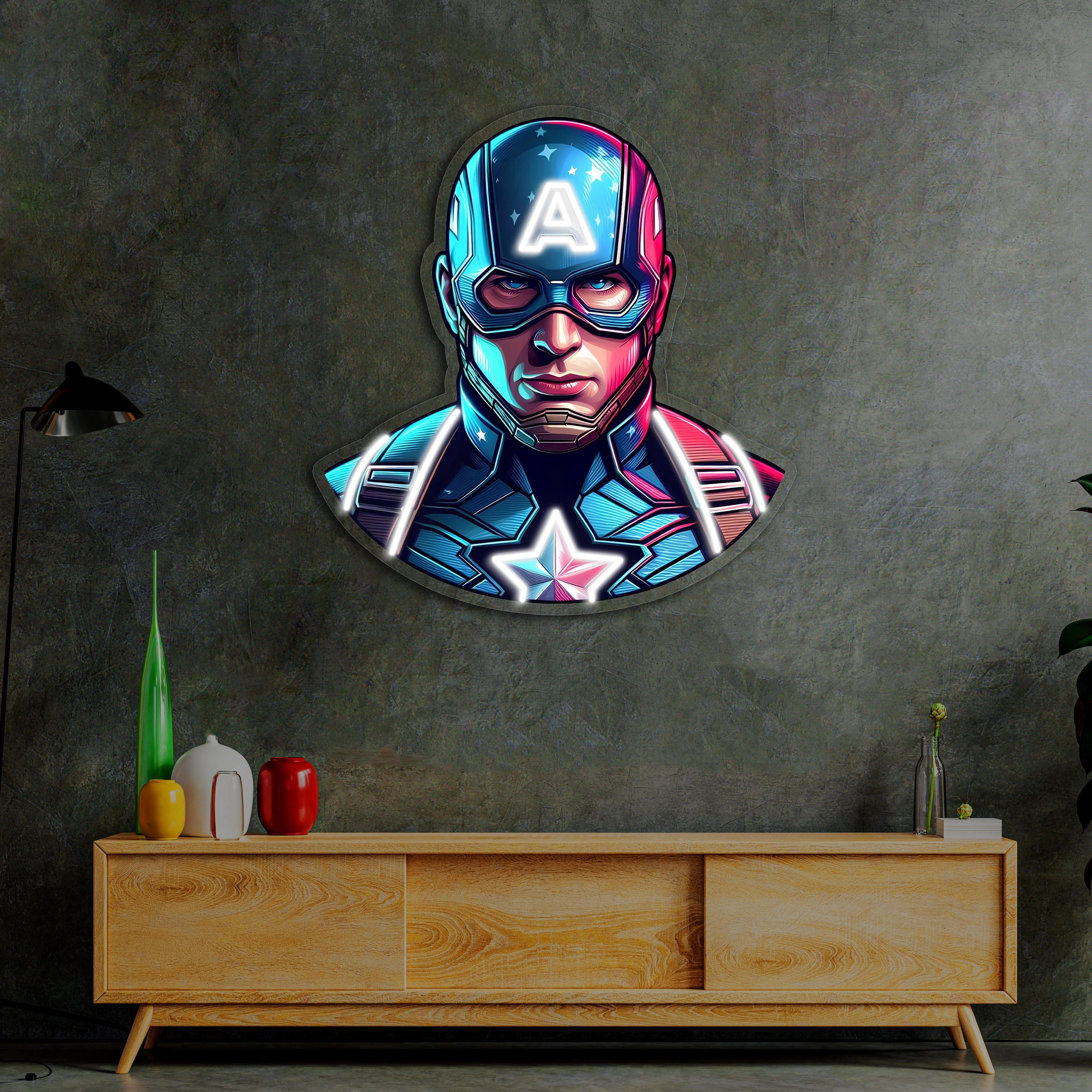 UV Printed Captain America Neon Sign,Neon Wall Art,Neon Light Sign - Image 2
