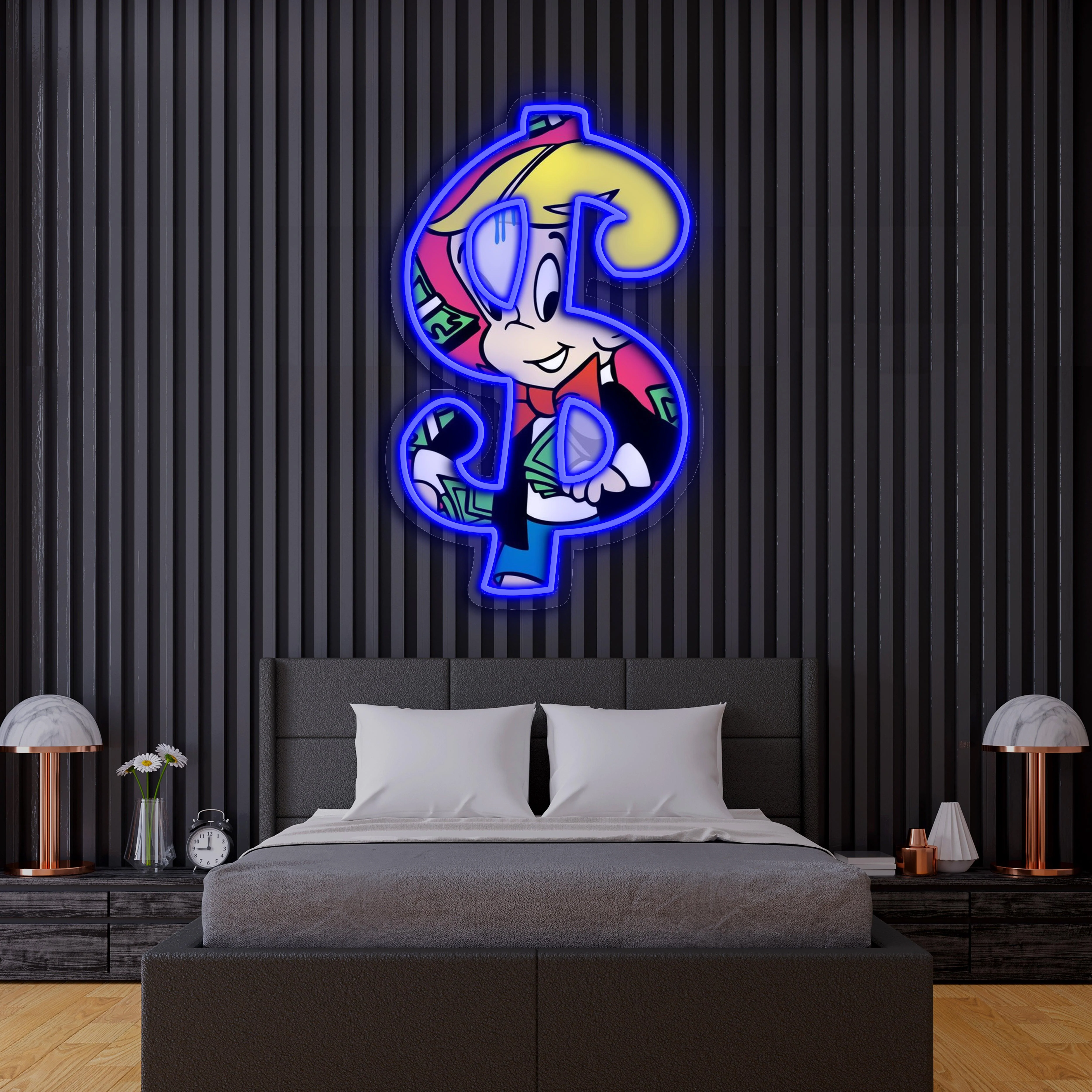 UV Printed Neon Richie Rich , Richie RichNeon Wall Art, Neon Light Sign, UV Print Neon Sign - Image 3