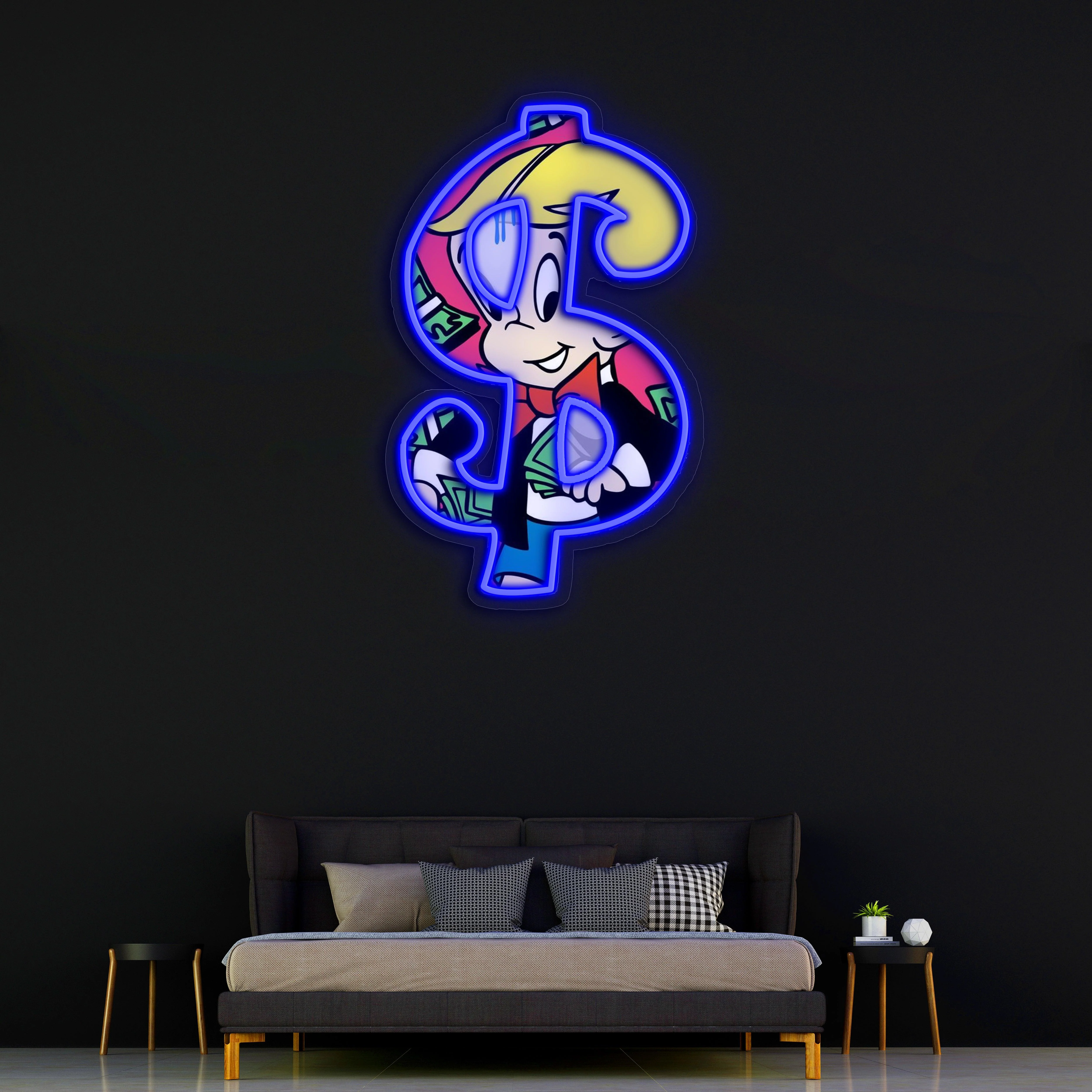 UV Printed Neon Richie Rich , Richie RichNeon Wall Art, Neon Light Sign, UV Print Neon Sign - Image 4