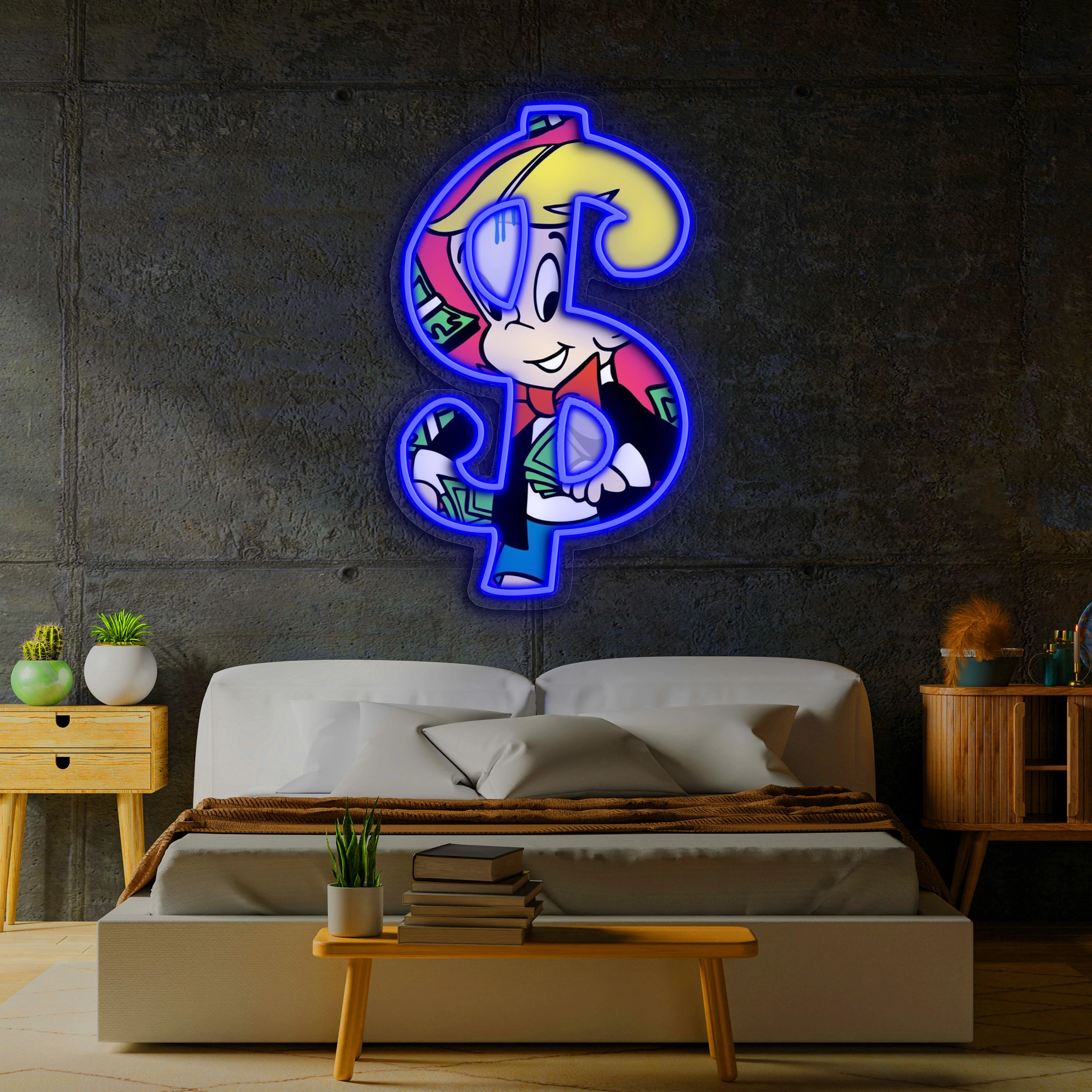 UV Printed Neon Richie Rich , Richie RichNeon Wall Art, Neon Light Sign, UV Print Neon Sign - Image 5