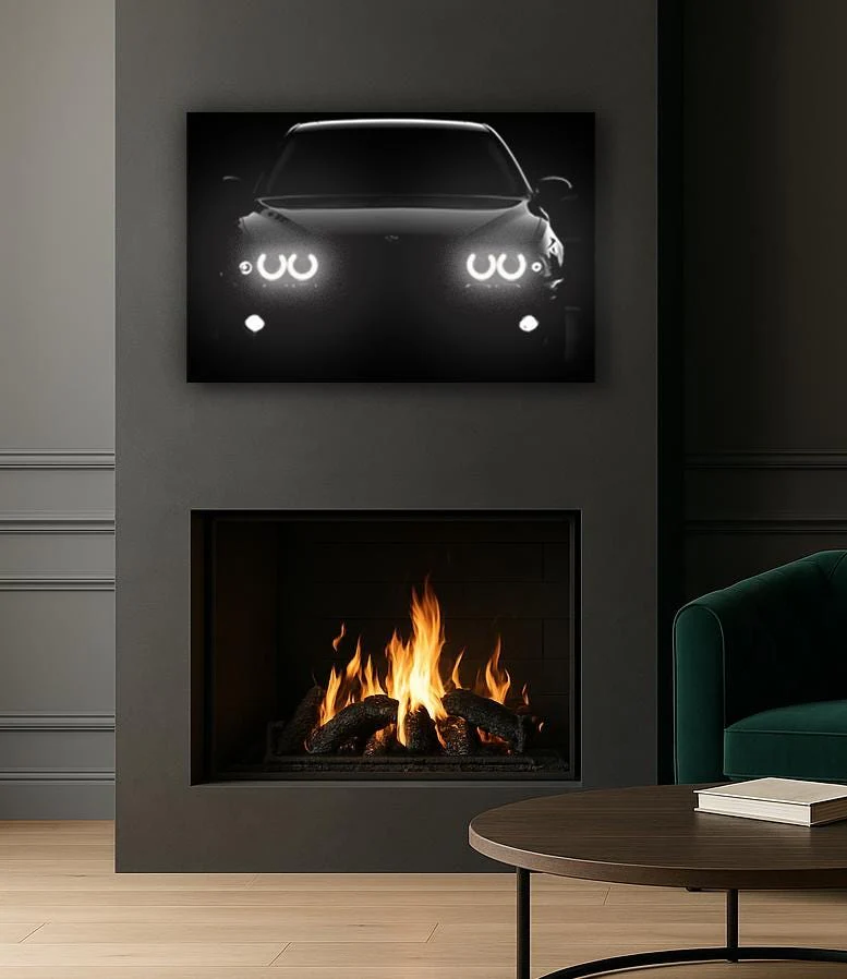 UV‑Printed Plexiglass Classic Sport Car Front Art with LED Halo - Image 5