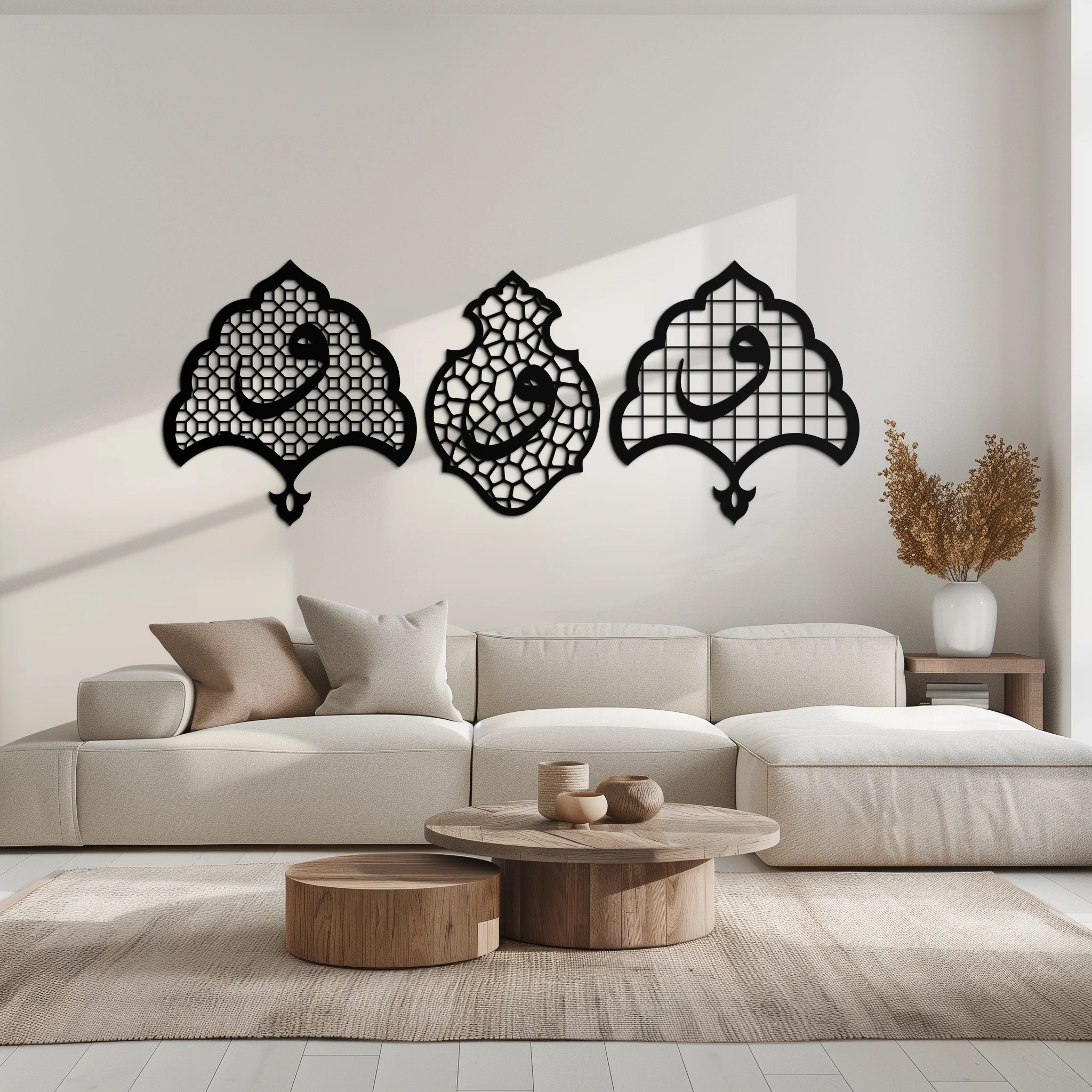 Vav Calligraphy Metal Wall Art - Set of Three Elegant Islamic Designs - KAF243 - Image 6