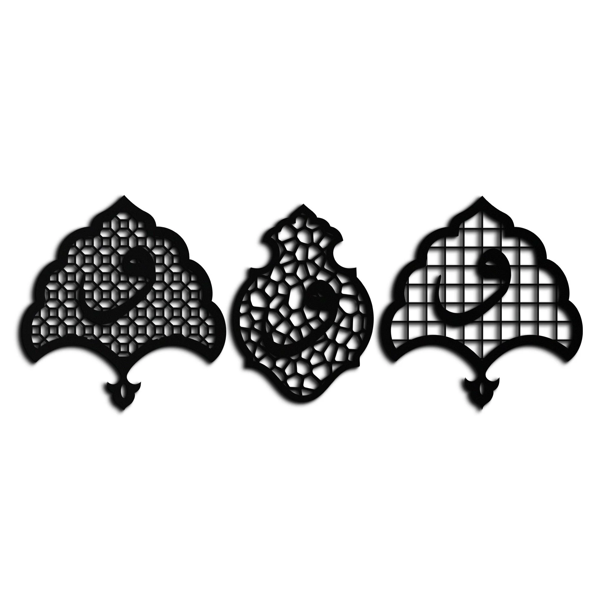 Vav Calligraphy Metal Wall Art - Set of Three Elegant Islamic Designs - KAF243 - Image 8
