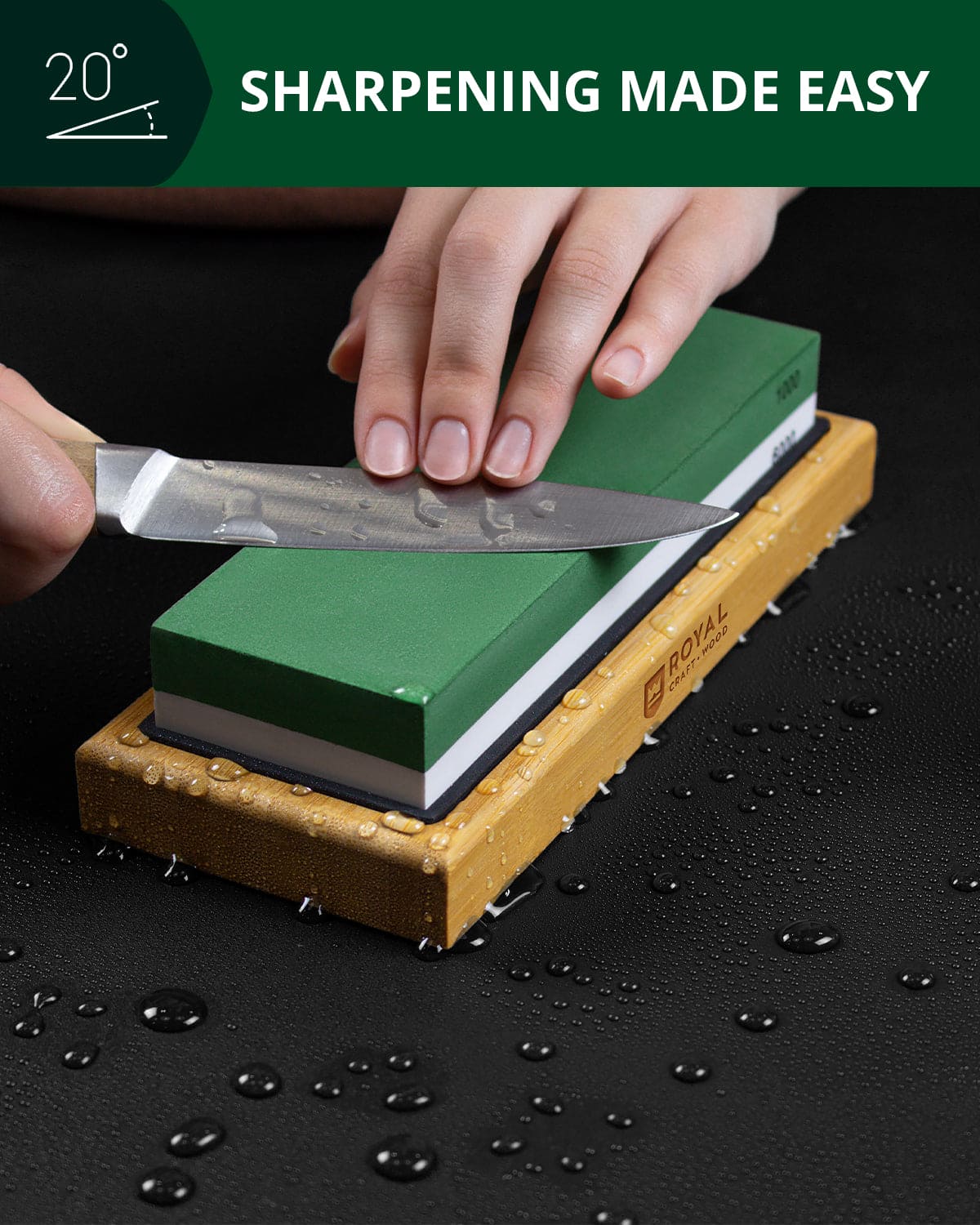 Whetstone Knife Sharpening Kit, White/Green - Image 3
