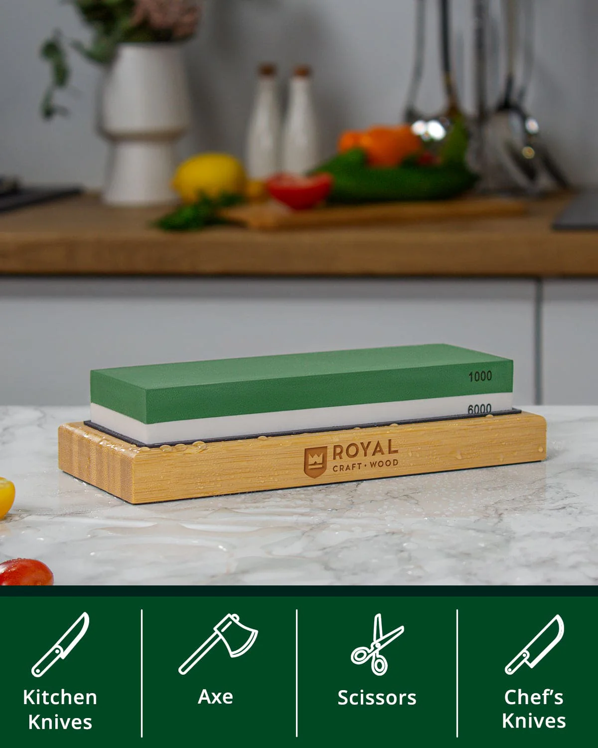 Whetstone Knife Sharpening Kit, White/Green - Image 4