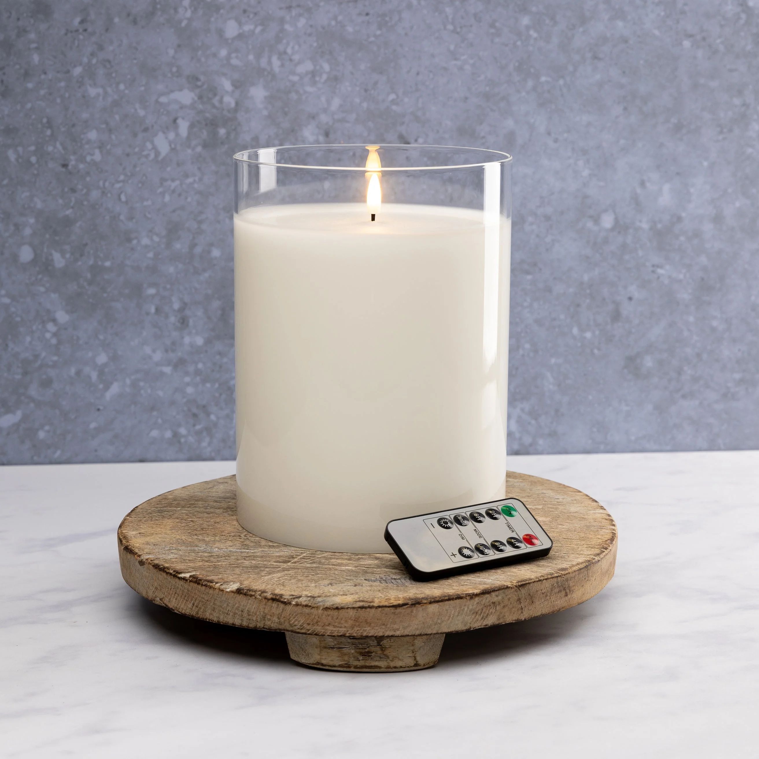 White LED Flameless Hurricane Glass Candle with Timer and Remote - Elegant Ambient Lighting - Image 2
